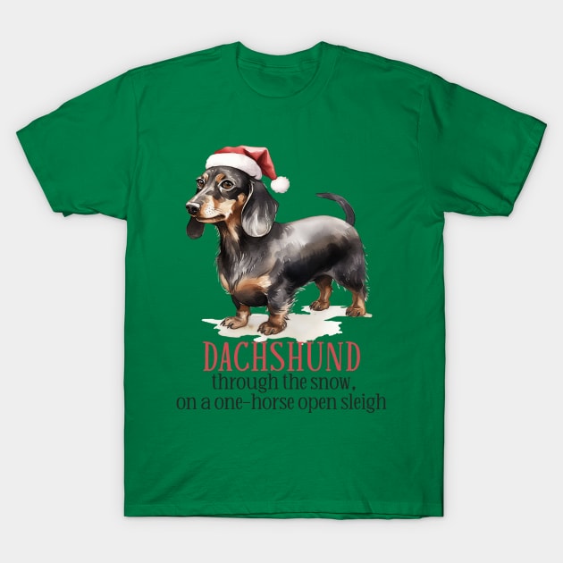 Dachshund Through The Snow Pun T-Shirt by MuseMints